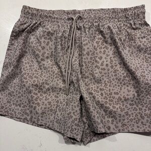 Abercrombie & Fitch Taupe Leopard Print Swim Shorts